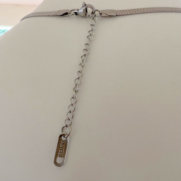 SILVER Plated turquoise Herringbone necklace Snake Womens Jewelry Fishbone - Picture 9 of 10